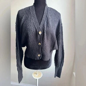 Free People‎ - Black Drop Shoulder Cardigan XS